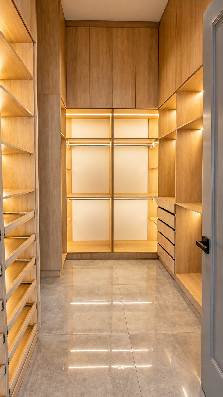 Dormitorio con clósets de piso a techo